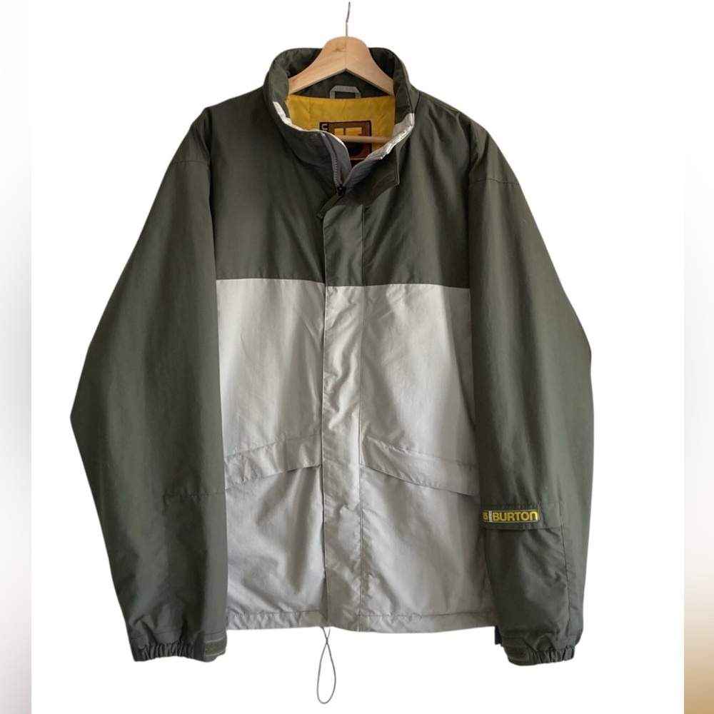Burton Mens Snowboarding Winter Olive Green & Tan Colorblock Winter Coat
